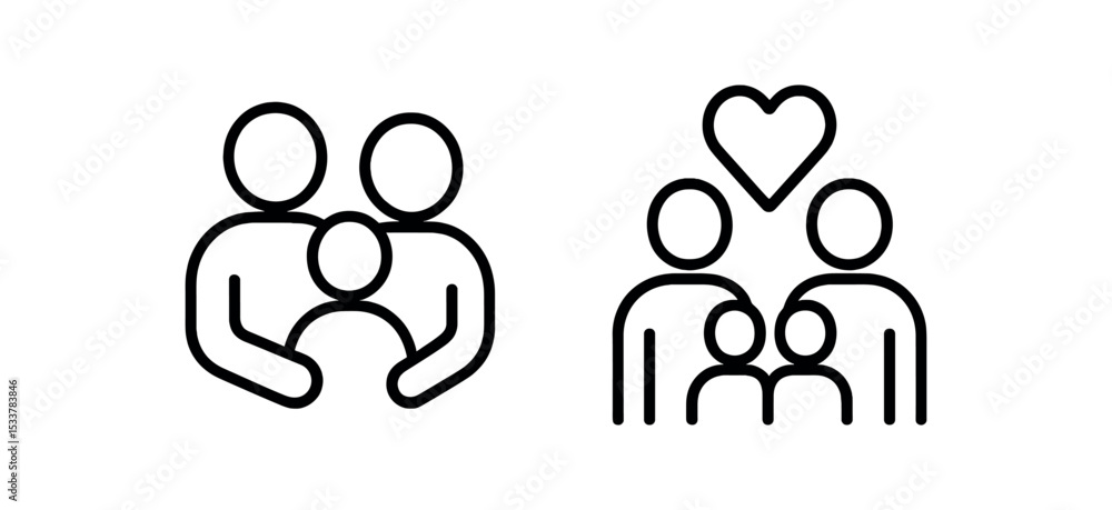 Family icons illustrating parenthood and love vector line icon illustration Family icons illustrating parenthood and love vector line icon illustration