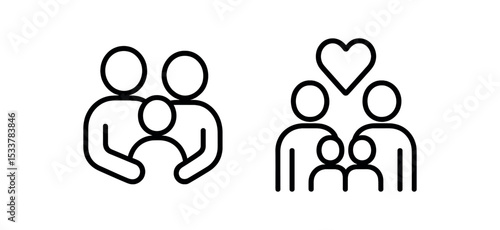 Family icons illustrating parenthood and love vector line icon illustration