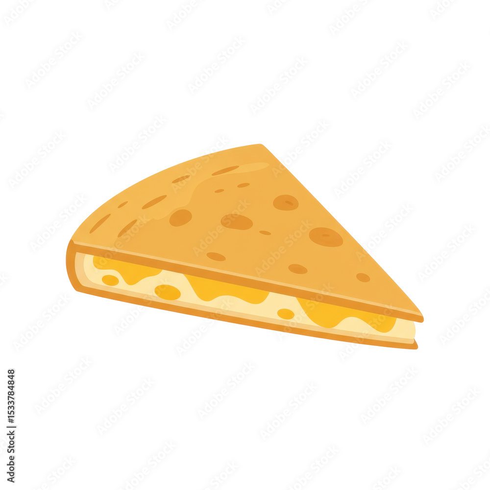 A vibrant slice of cheese with a golden crust on a plain background, ideal for culinary themes A vibrant slice of cheese with a golden crust on a plain background, ideal for culinary themes