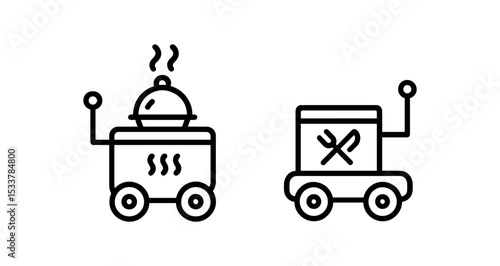 Sewing thread spool and tomato with iron symbols vector line icon illustration