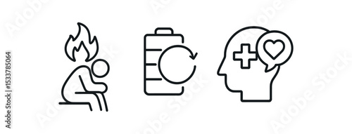 Simple line icons of group therapy and counseling sessions vector line icon illustration