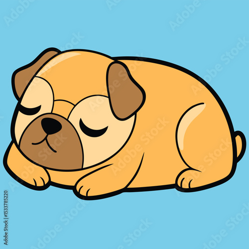 Pug sleeping with a soft snore, its wrinkled face showing sweet dreams.
