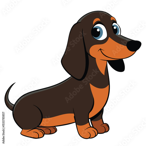Small yet mighty Dachshund sitting, its long body and confident gaze.
