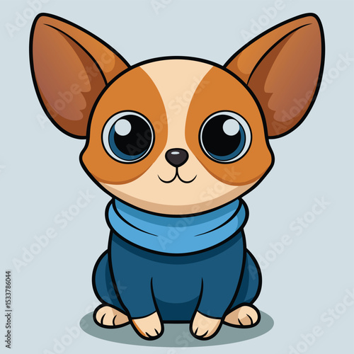 Tiny Chihuahua dressed in a miniature sweater, looking adorable and chic.
