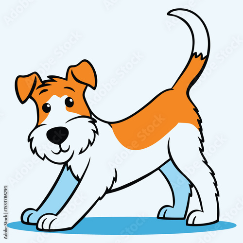 Wire-haired Fox Terrier doing a quick, energetic spin, full of joy.