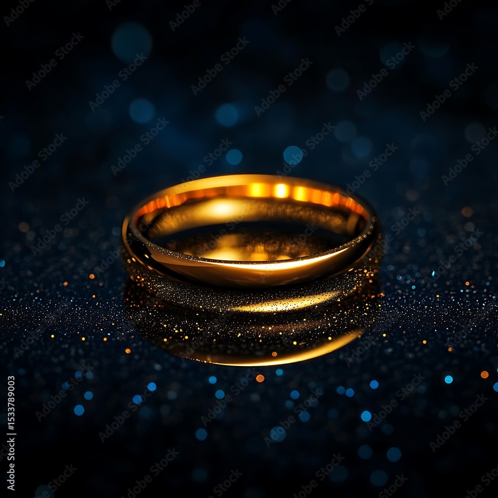 Golden wedding rings symbolizing love and marriage are isolated on a sleek black background Golden wedding rings symbolizing love and marriage are isolated on a sleek black background