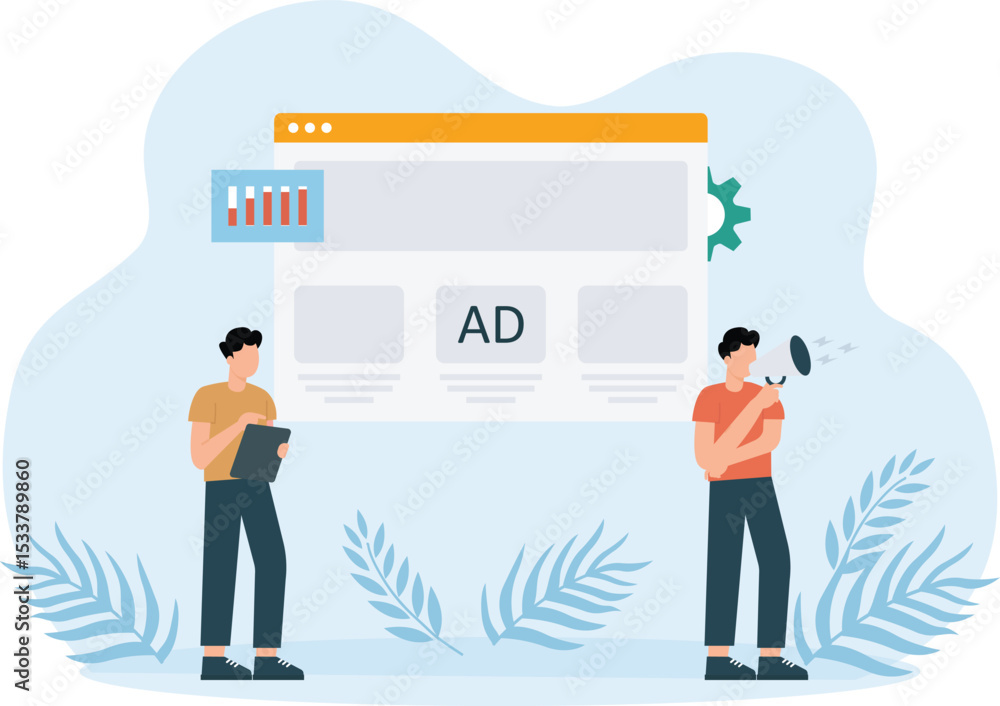 Fototapeta premium Ad Marketing,Programmatic Advertising digital strategy. Cross-device ads for targeted audiences 