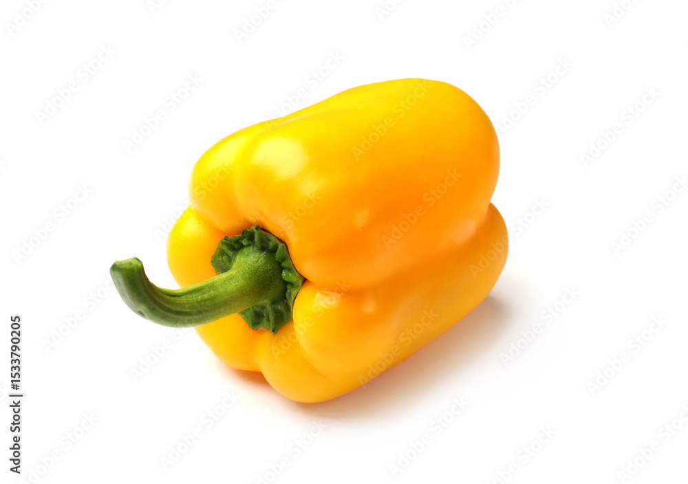 One fresh yellow bell pepper isolated on white One fresh yellow bell pepper isolated on white