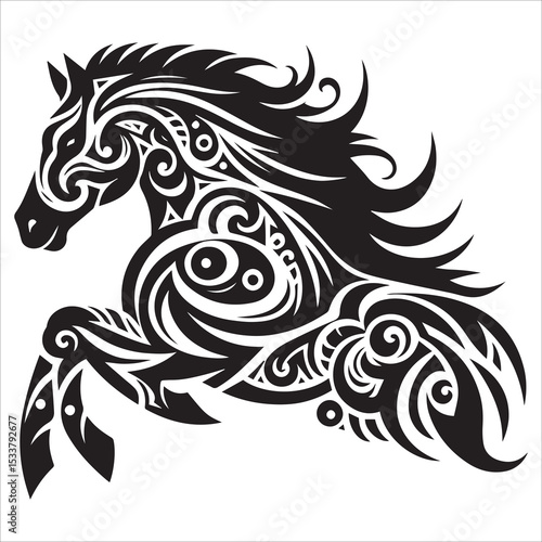 Tribal Horse Silhouette Vector,