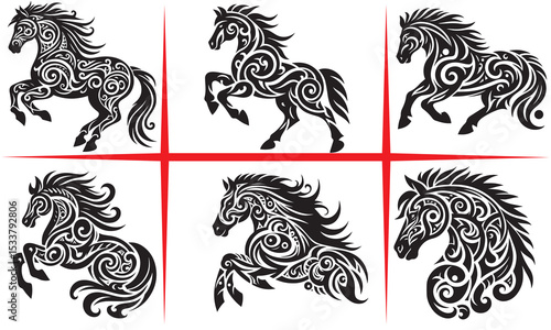 Tribal Horse Silhouette Vector,