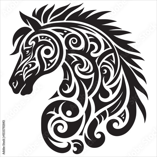 Tribal Horse Silhouette Vector,