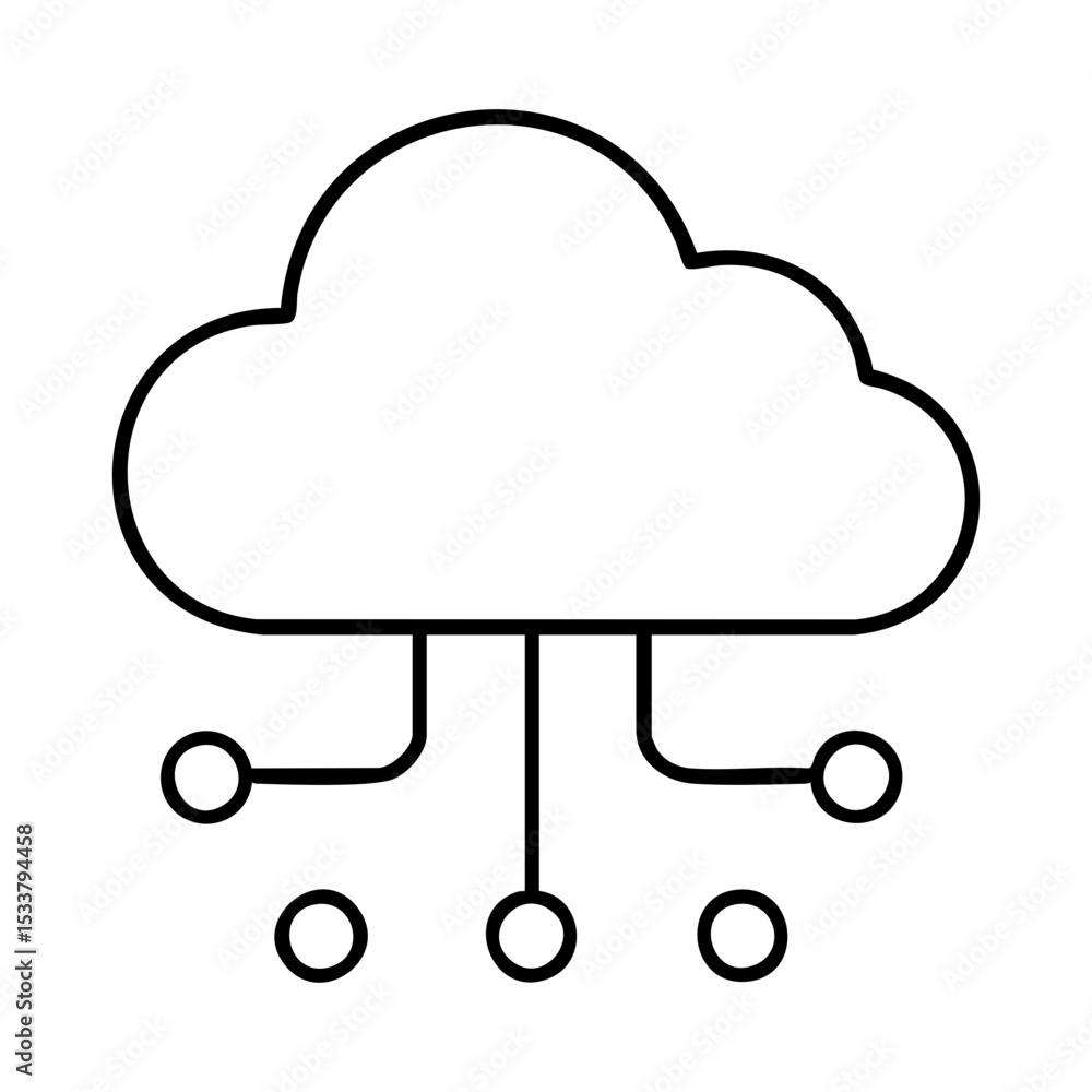 Cloud computing network icon with digital connection nodes Cloud computing network icon with digital connection nodes