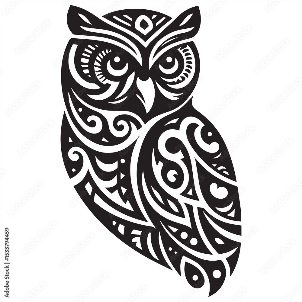 Fototapeta premium Tribal Owl Silhouette Vector