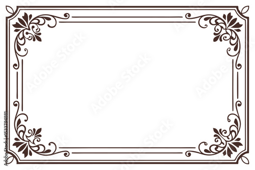 Elegant ornamental frame with decorative floral corners perfect for invitations and announcements