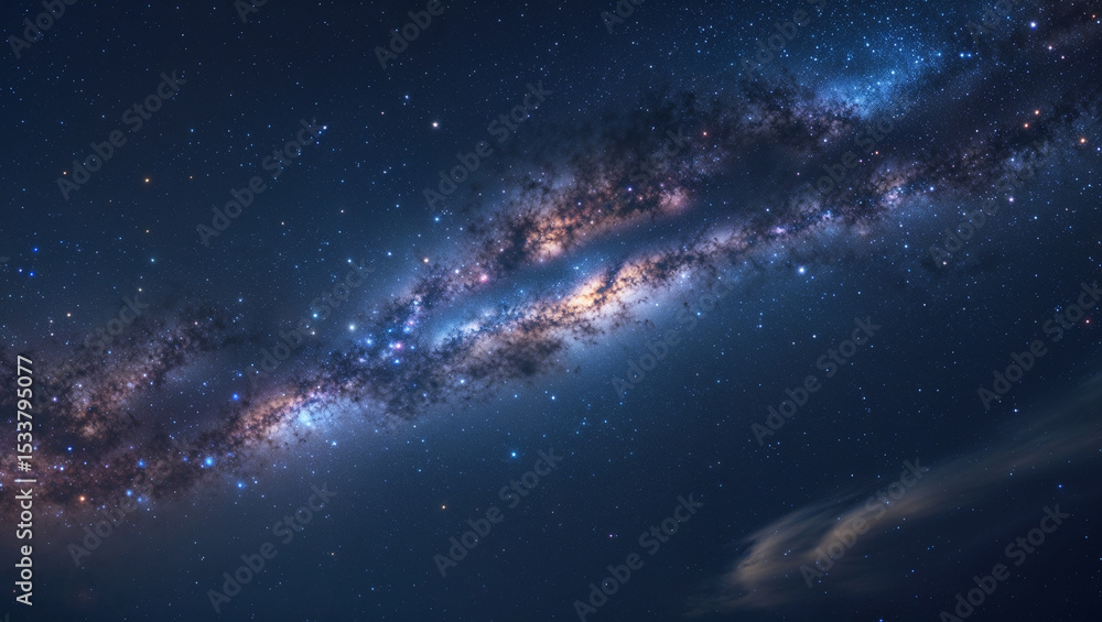 Fototapeta premium Stunning night sky display featuring the milky way galaxy and countless stars illuminated