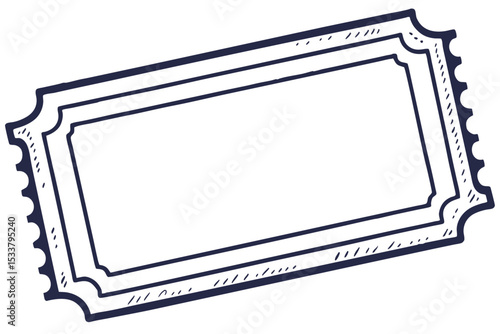Hand drawn vintage ticket design perfect for events shows and celebrations in simple black and white