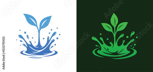 Sprout Growing from Water Splash Logo
