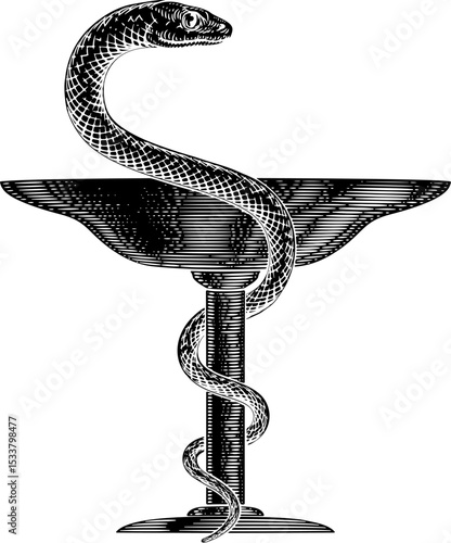 Bowl of Hygeia Snake Medical Pharmacy Symbol Icon