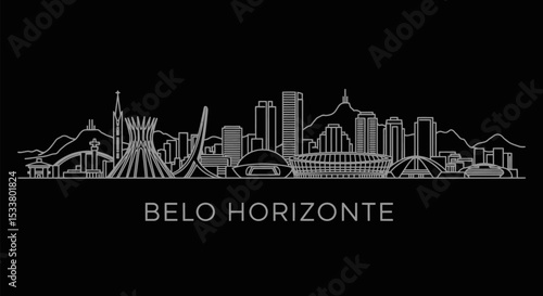 Belo Horizonte Skyline Cityscape Silhouette.