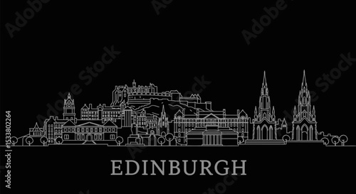 Edinburgh Skyline Scotland Cityscape Vector.