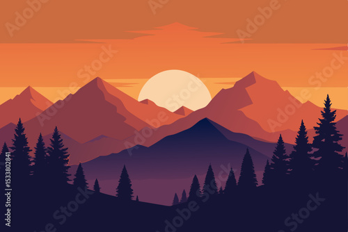 sunset in mountains