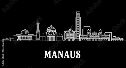 Manaus skyline vector with cityscape, and architecture.
