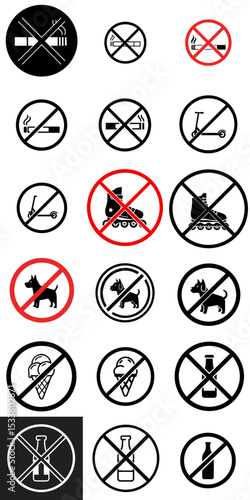 Icons for prohibited actions in public places