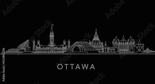 Ottawa skyline with Canada Cityscape outline.