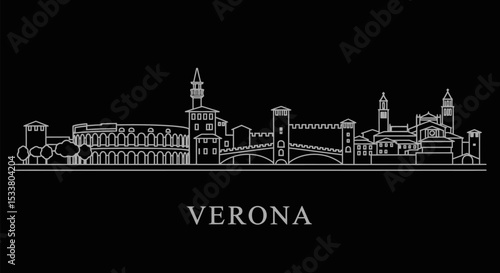 Verona skyline with Italy Minimalist cityscape.
