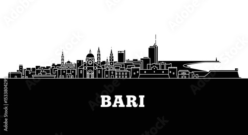 Bari with Italy City skyline silhouette Minimal.