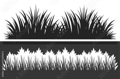 Wallpaper Mural Black and white grass silhouette illustration with two different design variations and styles Torontodigital.ca