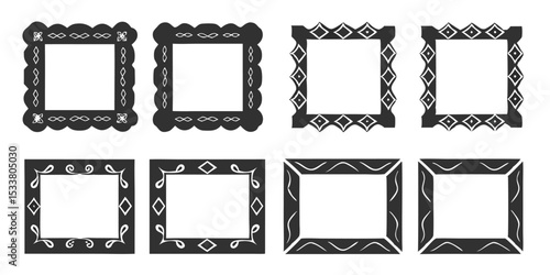 Wallpaper Mural Illustration of eight decorative frames with various designs and shapes arranged in two rows of four frames Torontodigital.ca