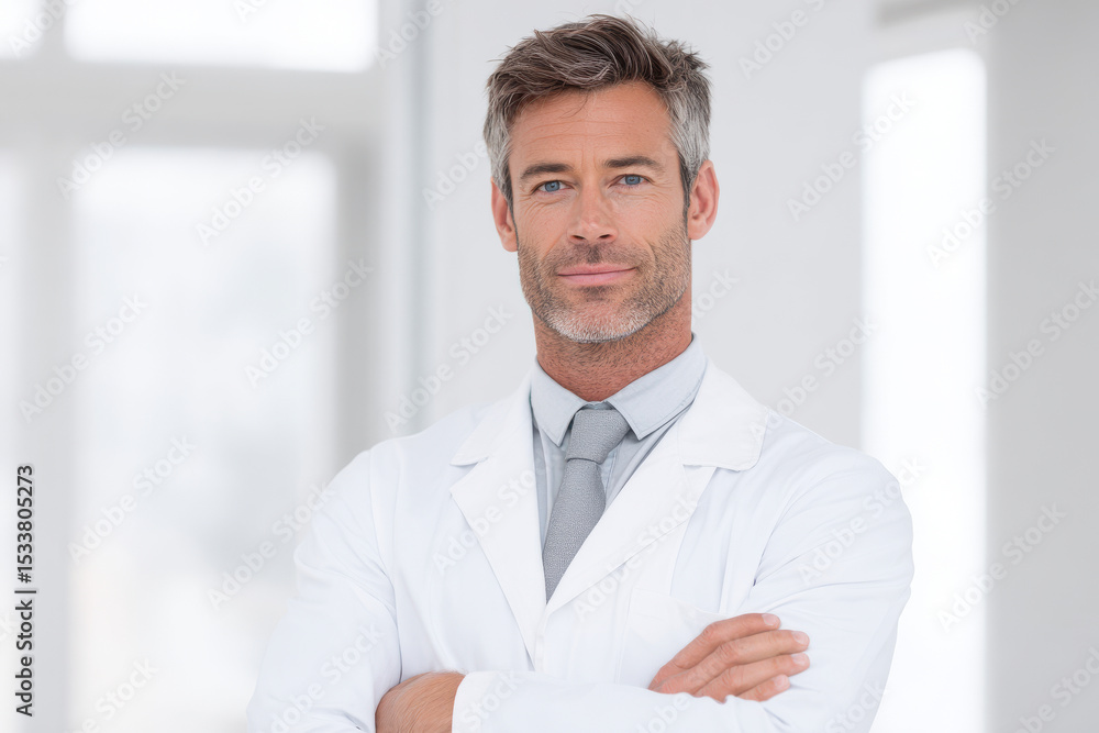 confident medical representative portrait positioned on right side of frame confident medical representative portrait positioned on right side of frame