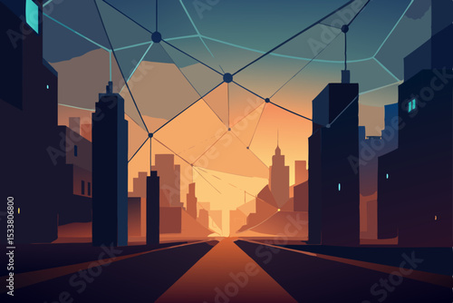 sunset in the city