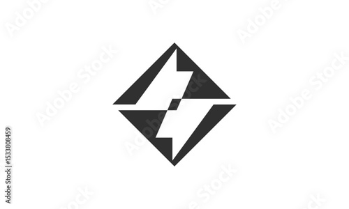 Abstract Bolt Logo in Diamond Shape – Modern Lightning Bolt Symbol Encased in a Diamond for Technology and Energy Branding
