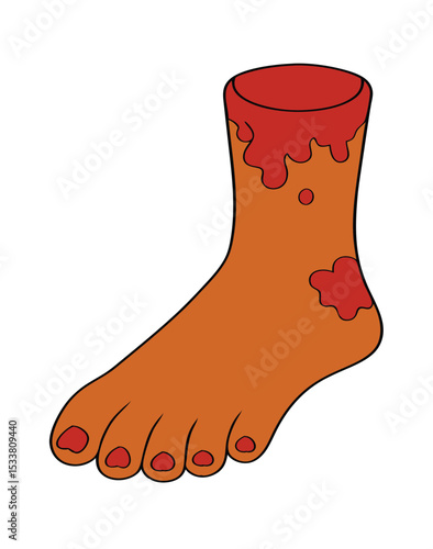Cartoon Severed Foot Illustration for Halloween Decoration