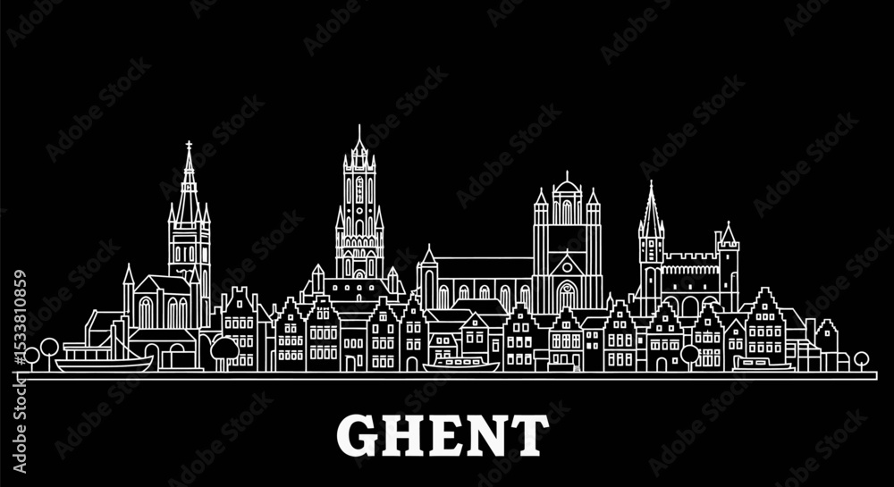 Fototapeta premium Ghent Skyline Belgium City Line art.