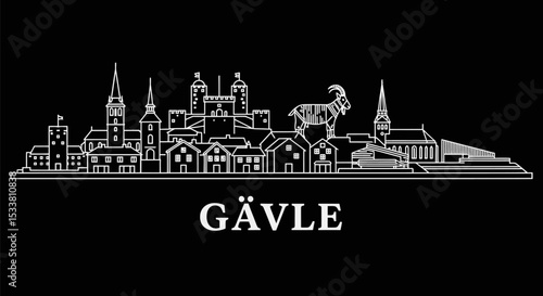 Gavle Sweden Skyline Outline.