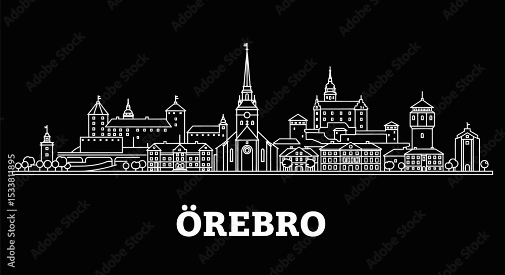 Fototapeta premium rebro Skyline Vector Cityscape Line Art.