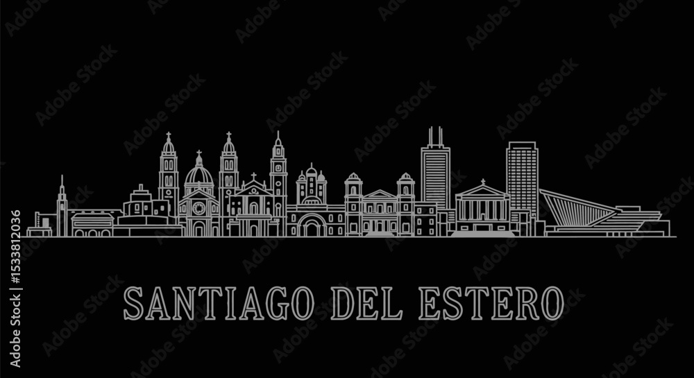 Naklejka premium Santiago del Estero Skyline Argentina Minimal.