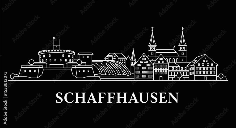 Obraz premium Schaffhausen Skyline Swiss City Vector.