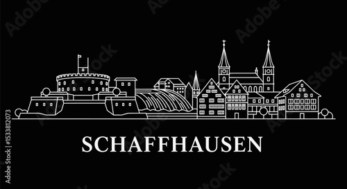 Schaffhausen Skyline Swiss City Vector.