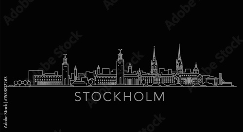 Stockholm Skyline Minimalist Cityscape.