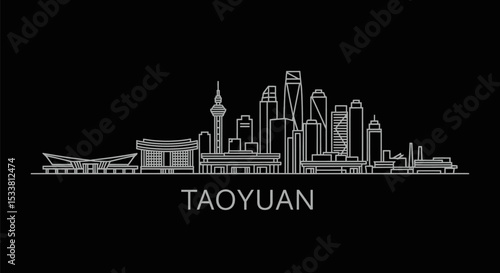Taoyuan Skyline Taiwan Cityscape Illustration.