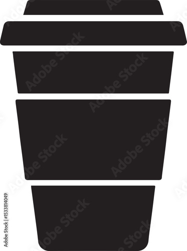 Silhouette vector of takeaway coffee cup with lid, perfect for café, coffee shop, and beverage branding designs.