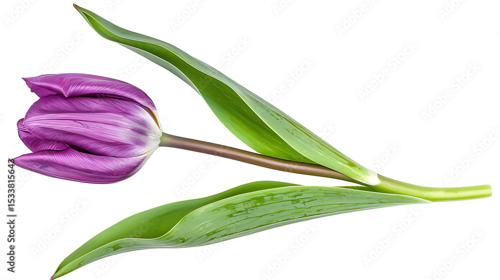 Fototapeta premium Purple Tulip Bud on White