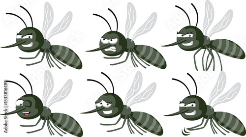 An Cartoonish Annoying Mosquito With Expressive Faces and Dynamic Poses