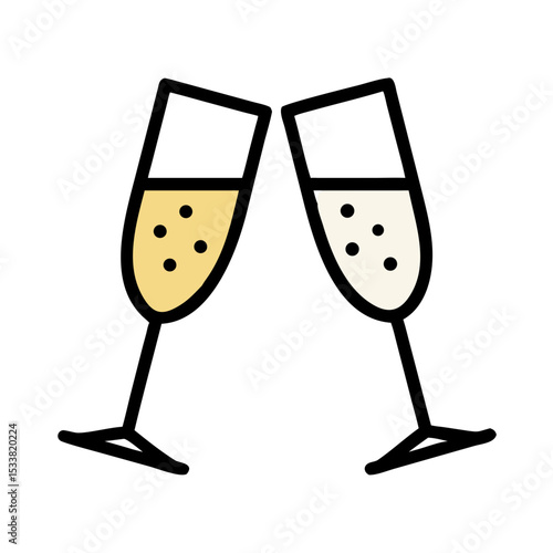 Vector illustration of a champagne flute, isolated on white background