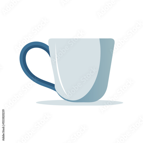 Vector illustration of a modern tea mug with curved handle, isolated on white background