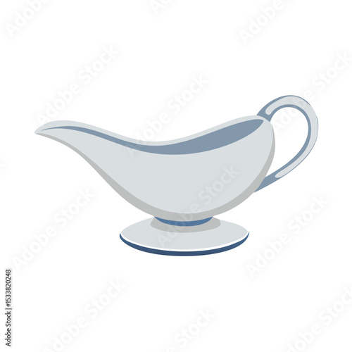 Vector illustration of an elegant gravy boat, isolated on white background